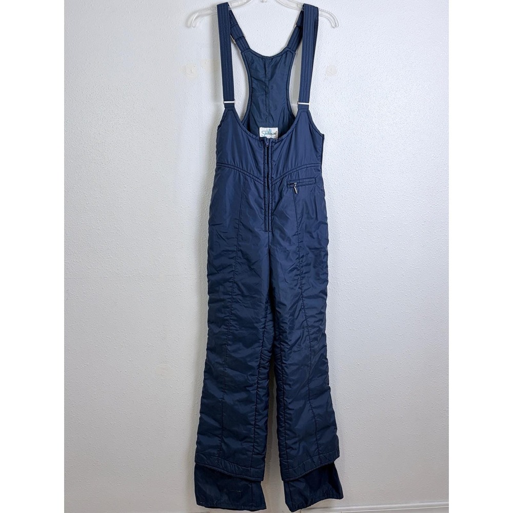 Vintage 80s Gorpcore Navy Ski Bib Snow Overalls Skitique Womens M Gaper Day